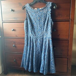 City Studio Elegant Blue Lace Midi Dress